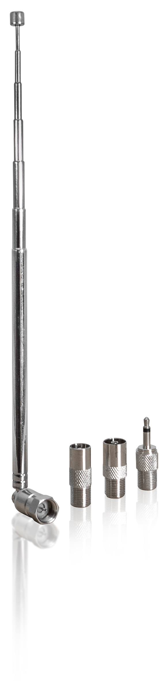 Indoor Telescopic Aerial / Antenna with  F Type Connector & 3 Adapters