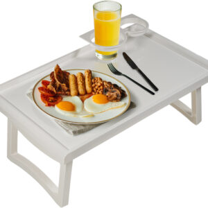 Folding Bed Tray Table with Accessory Holders