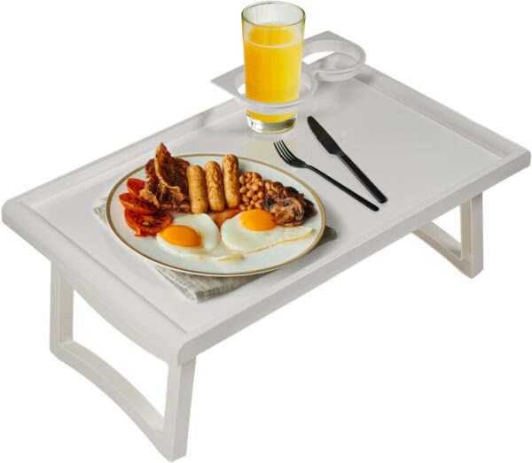 Folding Bed Tray Table with Accessory Holders