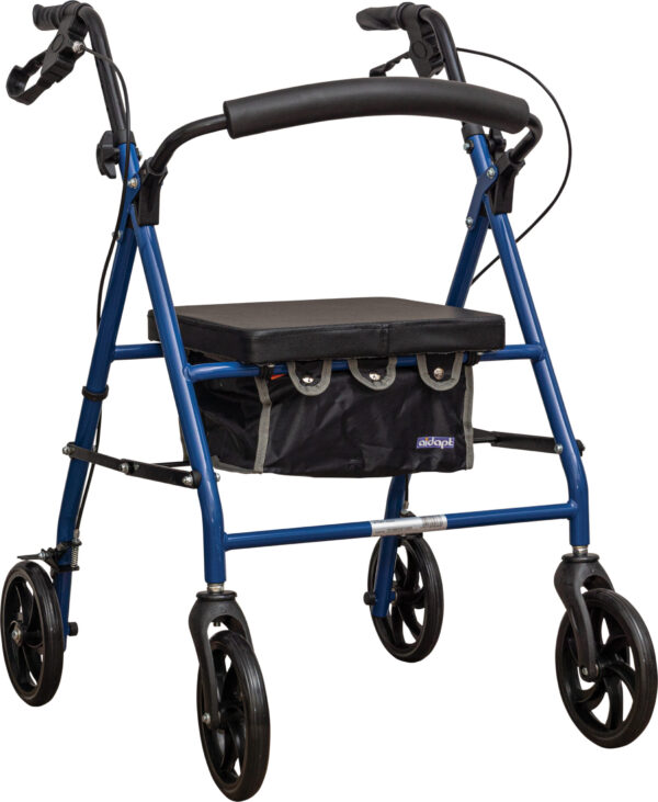 Aidapt Four Wheeled Rollator with Bag available in Red, Blue and Silver.