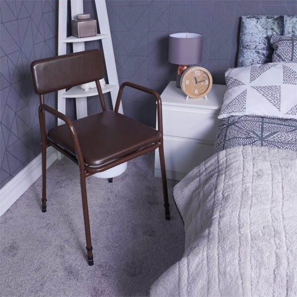 Height Adjustable Commode Chair with Detachable Arms