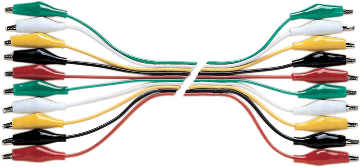 Set of 5 Pairs of Multi-coloured 0.3 m Test Leads with Crocodile Clips at Both Ends